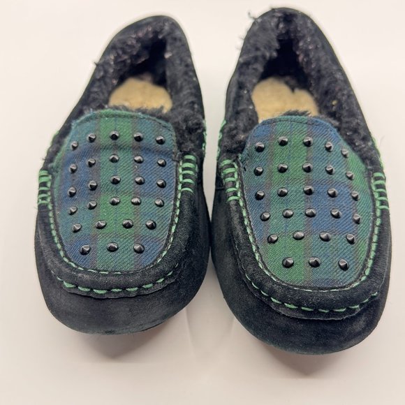 Ugg Slippers Womens Size 6 Ansley Stud Black Watch Tartan Uggpure Grunge Suede - Picture 3 of 10